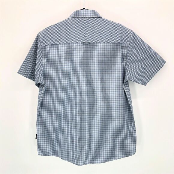 NEW Trespass Button Down Performance Shirt Mens Medium UXBridge Blue Plaid Check - Picture 2 of 6